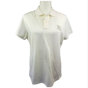 Ralph Lauren Sport Women's Polo Shirt XL in Ivory Embroidered Contrasting Logo